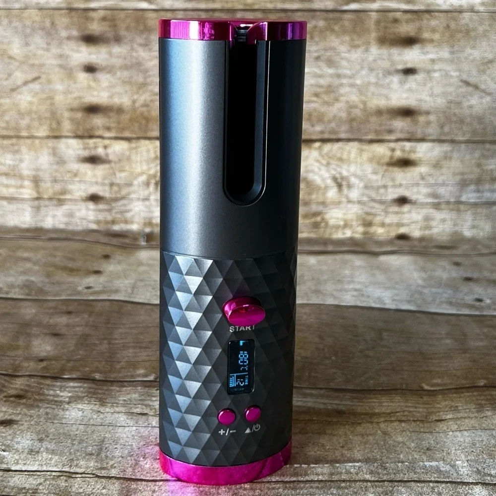 Unbranded‎ Cordless Automatic Hair Curler Grey Pink LCD Display Portable Travel